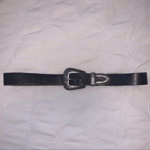 Black Leather Belt with Silver Buckle